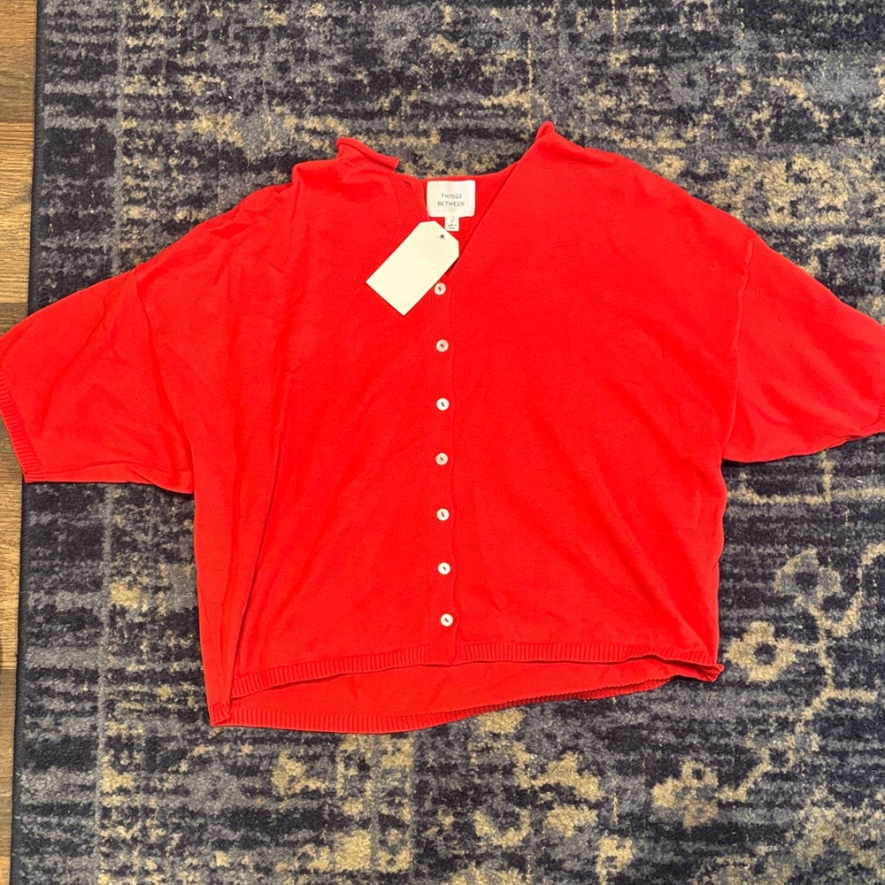 Women's Red Button-Up Blouse